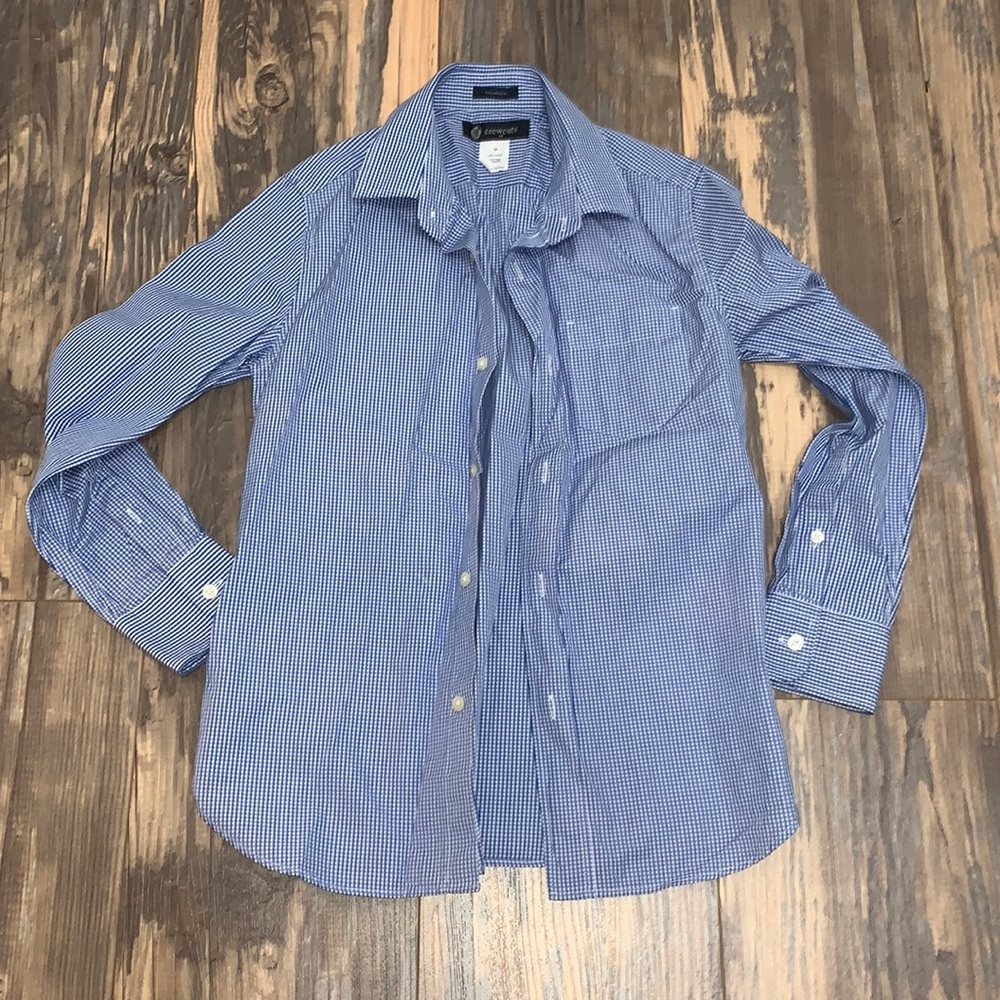 Crewcuts Boys size 10 blue button up long sleeve shirt